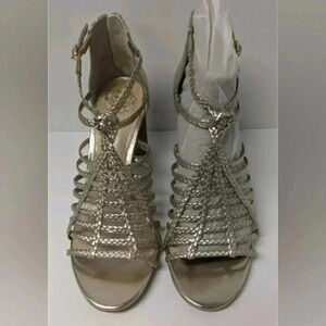 Vince Camuto Gold‎ Braided Strappy Heels Ankle Strap Party Shoes 5.5 NEW